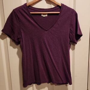 Pact Purple V-Neck Short Sleeve Tee